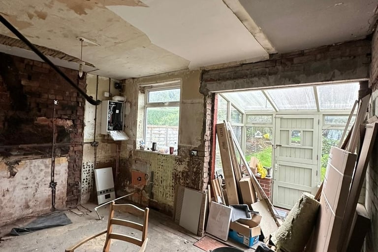 Our plasterers in Sheffield were ready to prepare this kitchen ready for a completely new look.