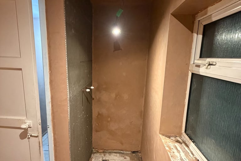 Shower area skimmed.