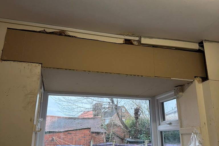 First, we carefully boarded the affected area.