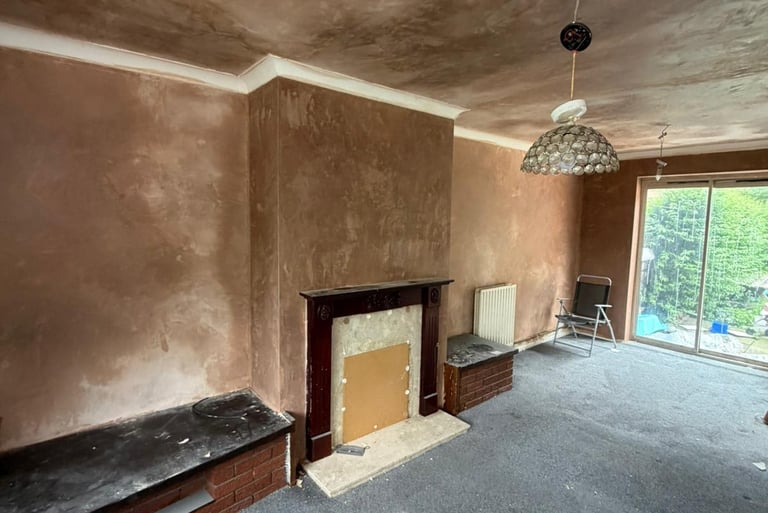 Ceiling and walls skimmed.