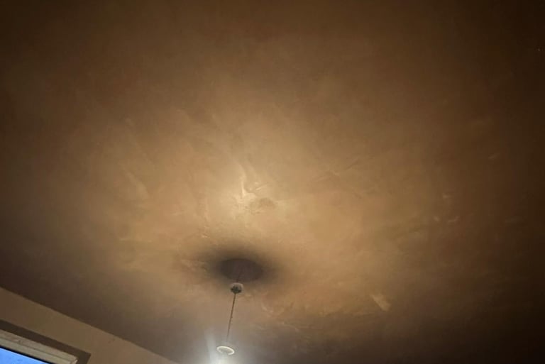 The ceiling is now skimmed and has a lovely smooth finish ready to decorate.
