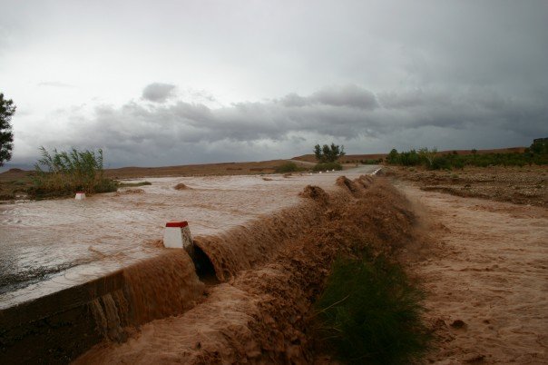 Flooded road on my way to Dades Valley in Morocco