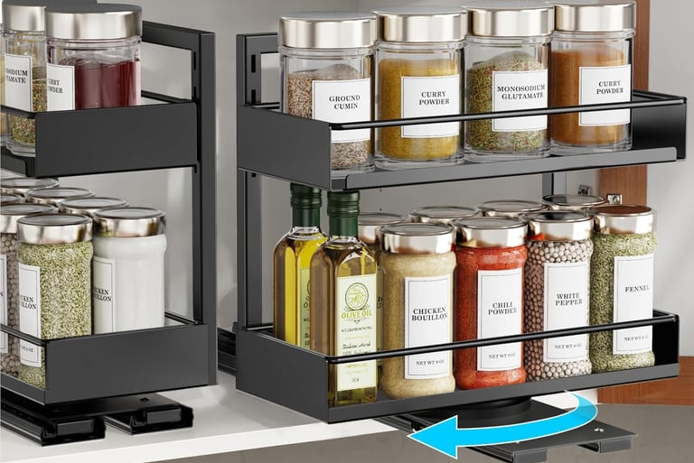 iSPECLE pull out spice rack organizer for narrow cabinet in small kitchen