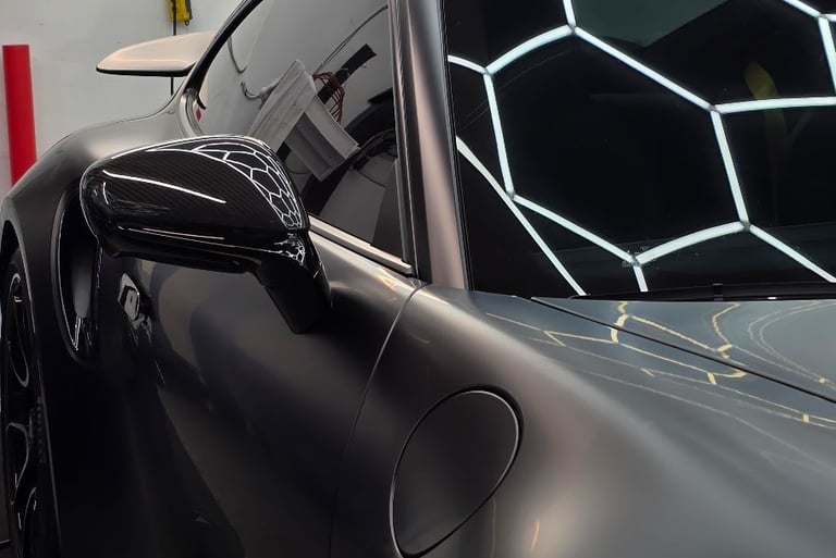 Close-up of Satin Paint Protection Film finish.