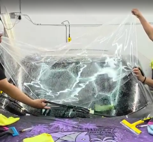 Clear Windshield Protection Film applied to prevent chips and cracks in Livermore, CA.