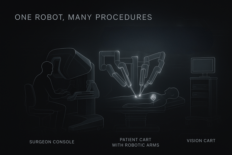 An image showing the surgical robot used in heart surgeries