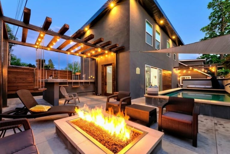 Our Whitewater Villa features a heated pool, hot tub, outdoor kitchen & fire pit