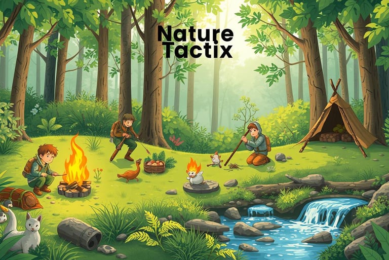 illustration of people doing different survival techniques