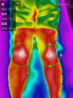 a thermal camera captures a man's torso and torso