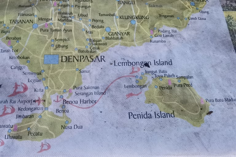 carte Nusa Dua Nusa Penida Bali island