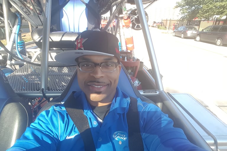 Inside the Bud Light slinger vehicle.