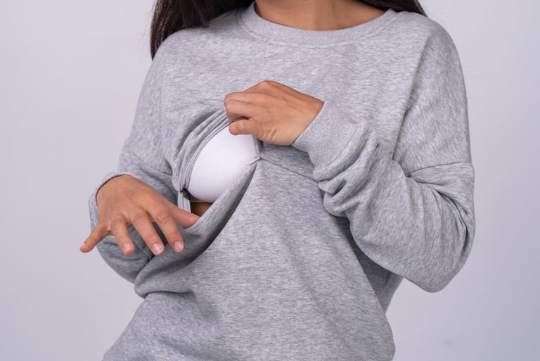 žindymo apranga, drabužiai žindančioms mamoms, žindymo džemperiai mamoms, komfortas žindant viešai