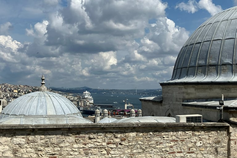 Suleymaniye Mosque Terrace overlooking the golden horn in istanbul