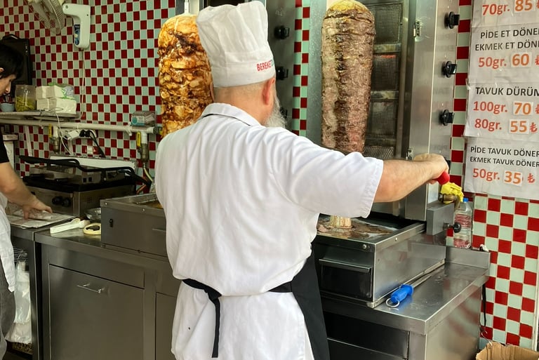 Uncle making shawarma