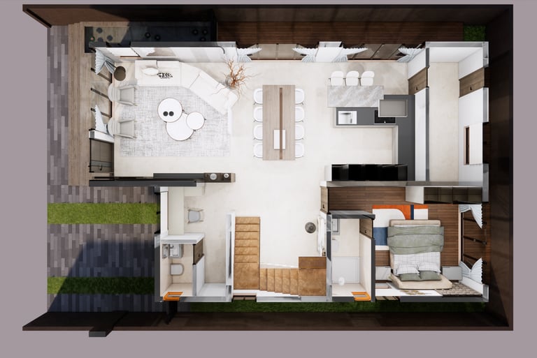 North facing Fortune Hestia villa rooftop plan with open terrace and pergola design