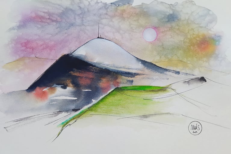 aquarelle originale puy de dome