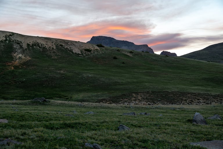 Uncompahgre Peak with a beautiful sunrise halo on a glorious summer morning
