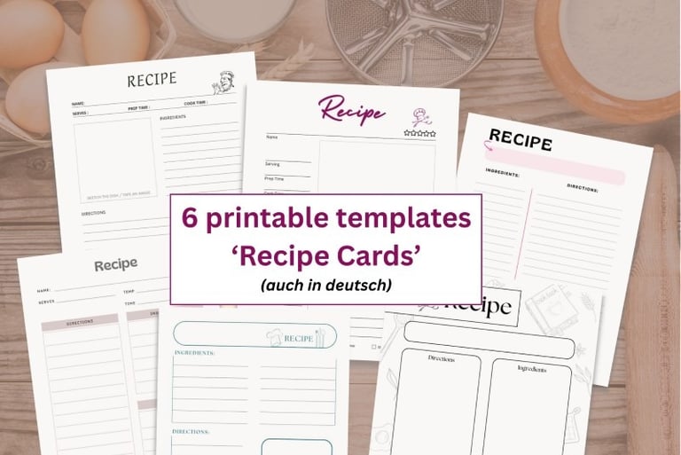 free recipe card templates - printable