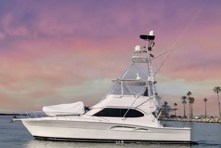 a luxury fishing yacht in San Jose del cabo marina.