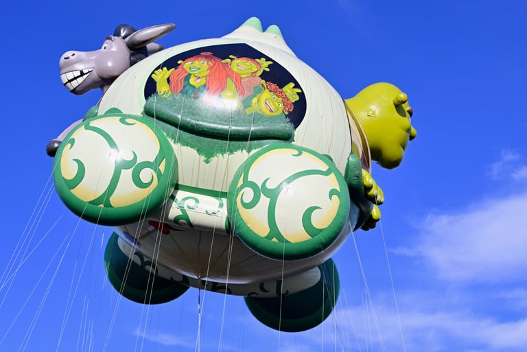 New Shrek Onion Carriage Balloon, side view, 2025