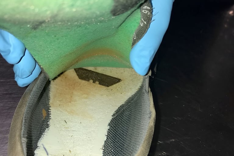 razor blades in shoes