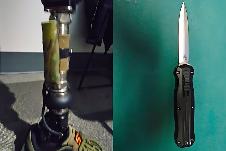 stiletto knife attached to a passenger’s prosthetic leg