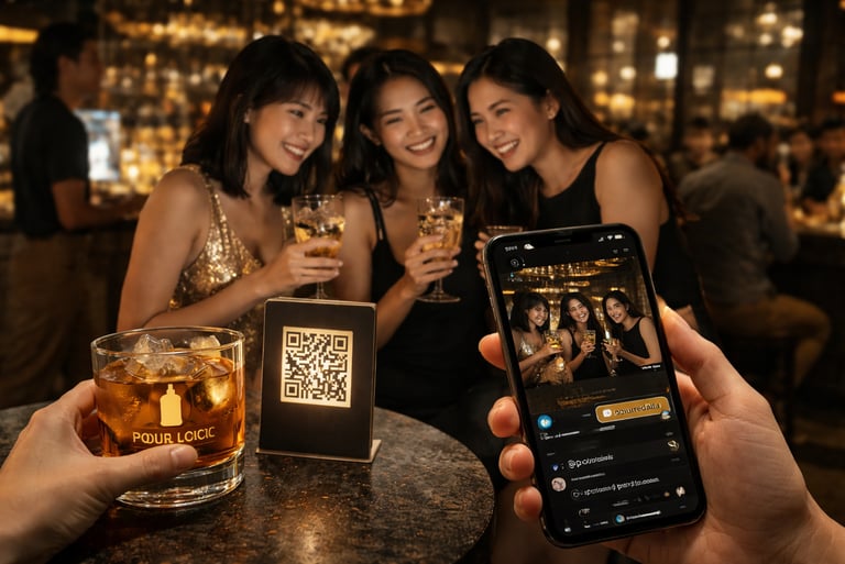 customers using phone to scan and share branded experience