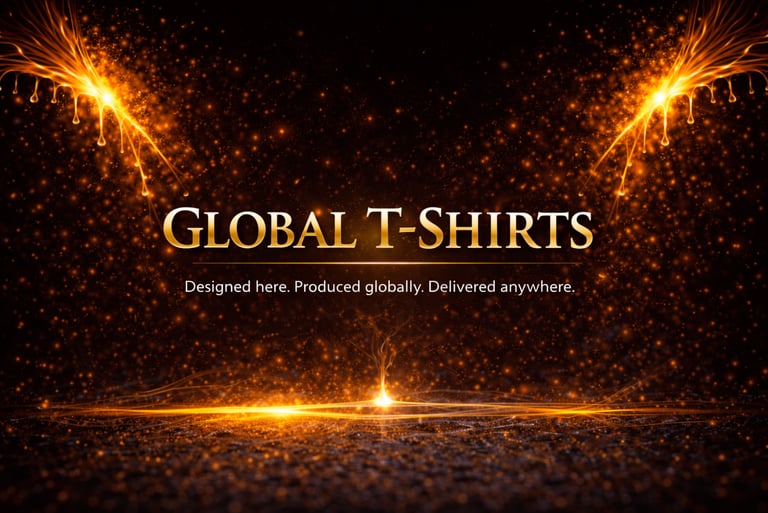 Global T-Shirts header showing worldwide apparel production and delivery