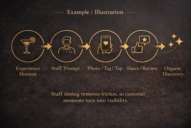 Diagram showing brand process from experience through visibility and discovery chain