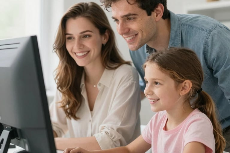 woman in blue sweater beside girl in blue sweater