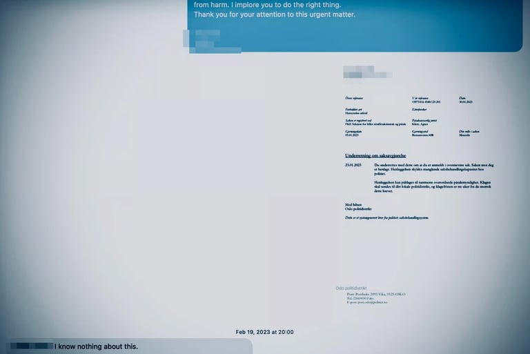 Zainab AbdulKarim lives in the home of the police officer in Oslo, she sent to blackmail the victims