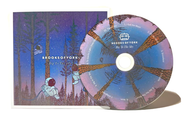 Brooks Of York Big To The Sky physical CD and case with illustrated space and forest artwork.