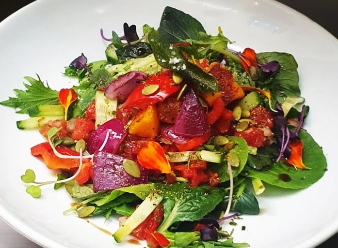 Vibrant Beautiful plated salad at Tonic Bistro