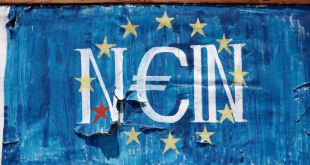 wall painting of the EU flag with the German word nein emblazoned upon it.
