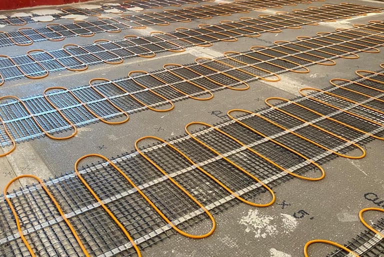 Electric heated floor for master bath remodeled in Winnetka IL.