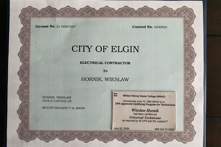 Licensed residential electrical contractor