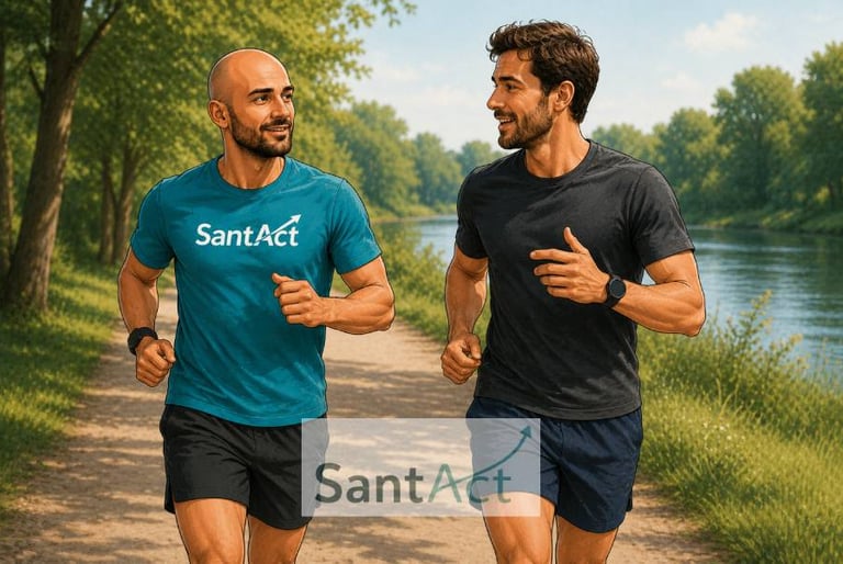Julien Lachaume de Santact court avec un sportif qu'il coach