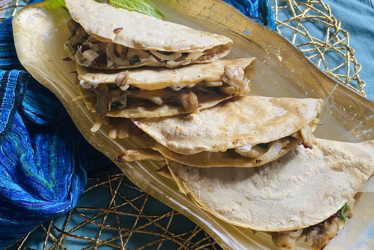 Oyster Mushroom Quesadillas (Indian twist)