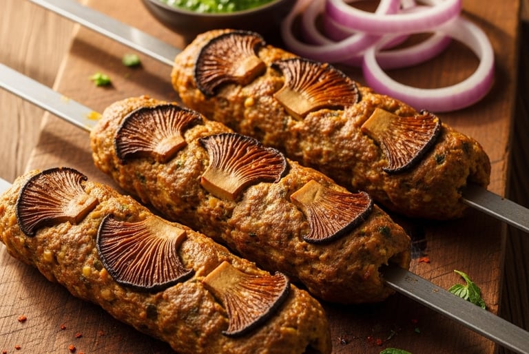 Oyster Mushroom Seekh Kebabs