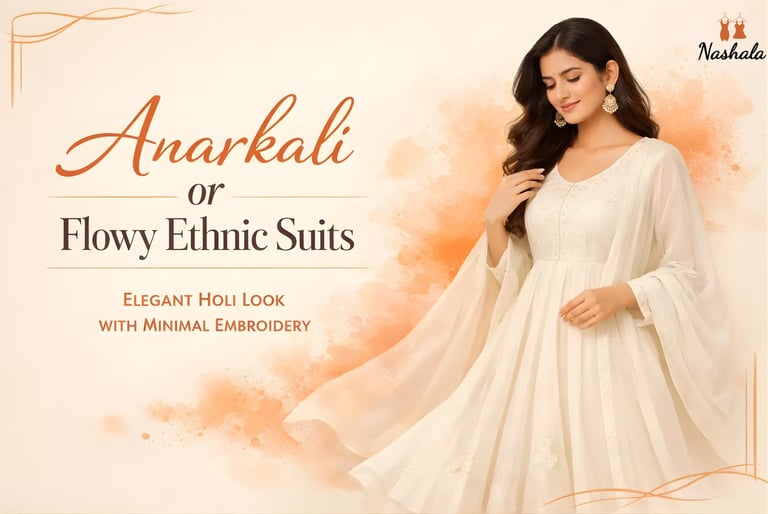 Anarkali or Flowy Ethnic Suits holi outfit