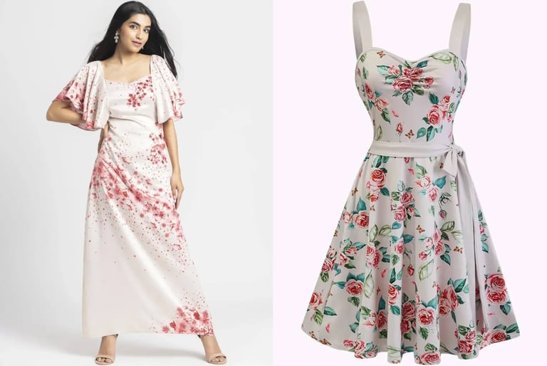 Floral Printed Romantic Dress for Valentine’s Day
