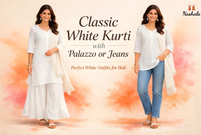 Classic White Kurti with Palazzo or Jeans