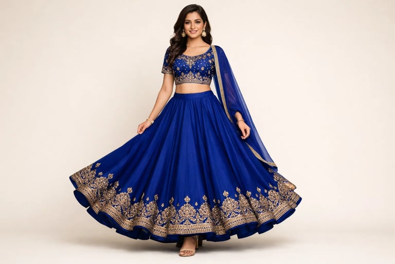 crop top with ethnic skirt