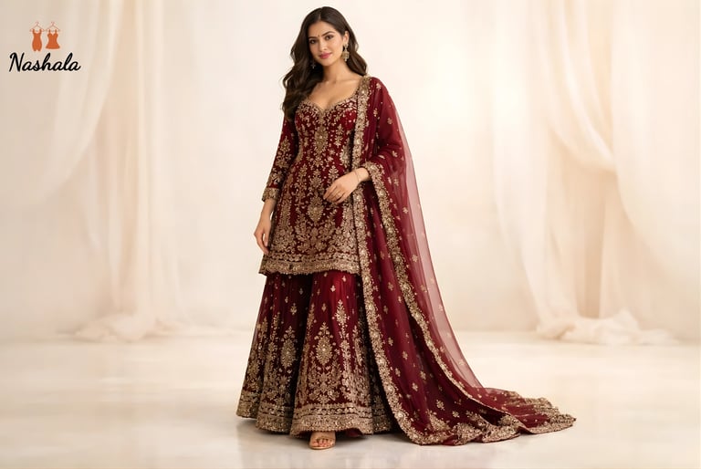 Heavily Embroidered Shararas