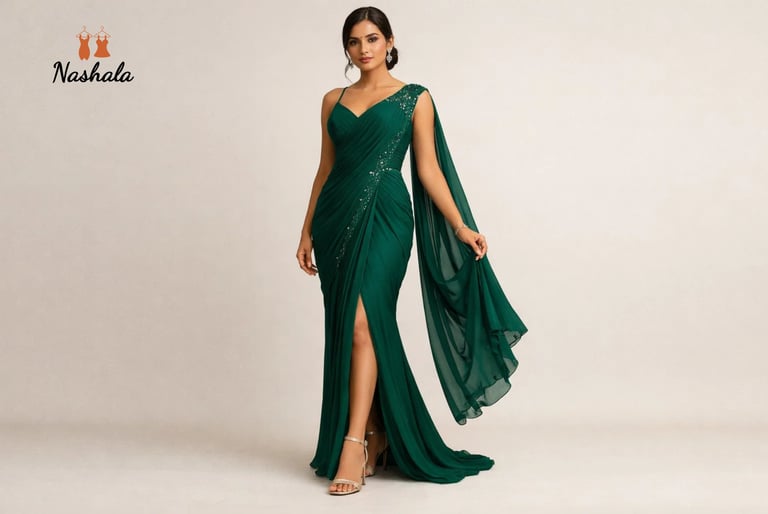 indo western saree gown