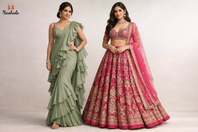 ruffle saree or designer lehenga