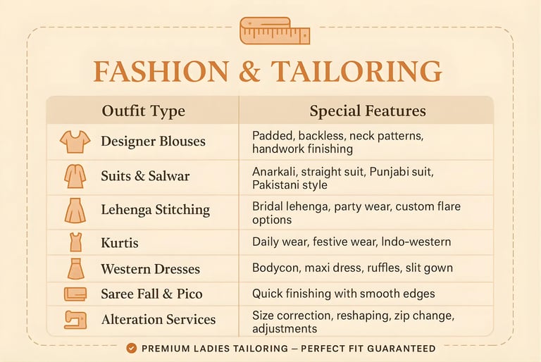 Tailoring Services Offered by Nashala