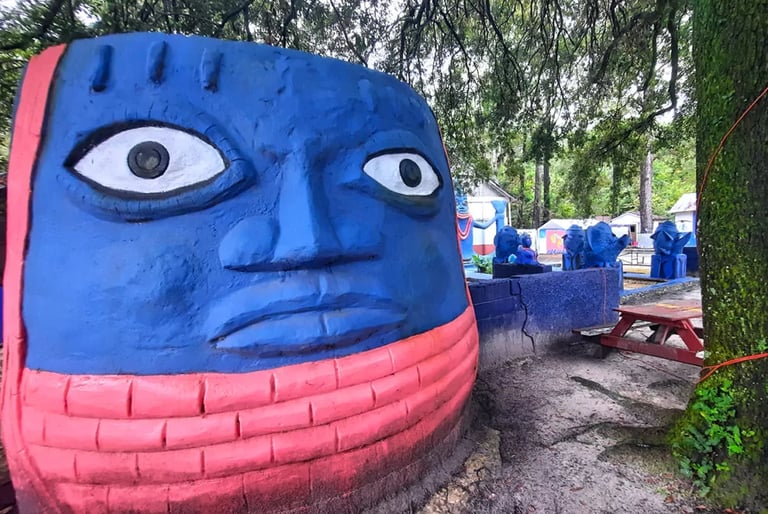 Hand sculpted temple walls at Oyotunji African kingdom