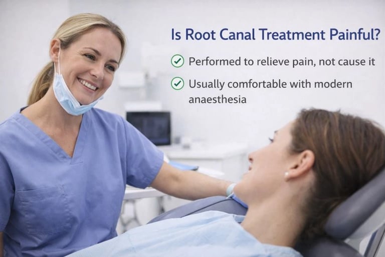 Dentist reassuring patient during root canal treatment