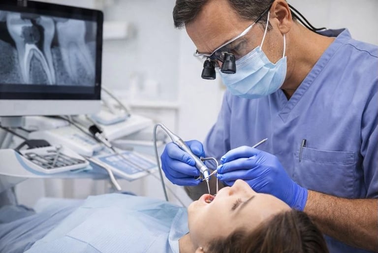 Root canal treatment procedure performed by a dentist
